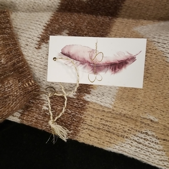 💕JESSICA SIMPSON💕 Open Front Long Cardigan ~ Brown Aztec Print Large L NWT - Picture 9 of 10